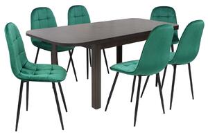 Set masă extensibilă Roma Wenge cu 6 Scaune Gya Verde