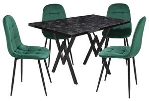 Set masă fixă Arta Negru cu 4 scaune Gya Verde