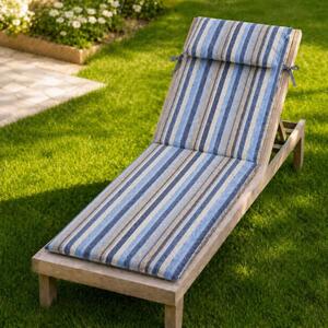 Saltea sezlong gradina pliabila 60x190 cm, cu perna reglabila si husa detasabila, albastru