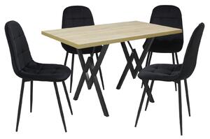 Set masă fixă Arta Stejar cu 4 scaune Gya Negru