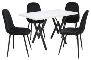 Set masă fixă Arta Albă cu 4 scaune Gya Negru