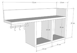 Raft de perete Pare Bucatarie, Alb - Stejar - Galben - Gri, 72x37x18 cm