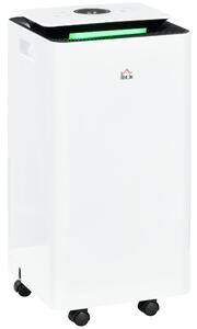 HOMCOM Dezumidificator Portabil de 10L/Zi cu 5 Moduri, 2 Viteze, Timer 24h și Roți, 25x25x50,5 cm, Alb | Aosom Romania