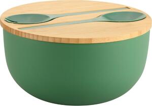 Kesper 58471 Salatieră cu tacâmuri și capac dinbambus 24 cm, verde