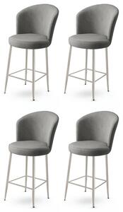 Set de scaune de bar Alte Grey și Chrome, 4 bucăți, 4 buc