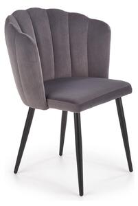 Scaun tapitat K386, gri inchis/negru, stofa catifelata/metal, 60x58x84