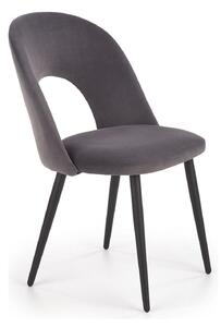 Scaun tapitat K384, gri/negru, stofa catifelata/metal, 54x57x84 cm