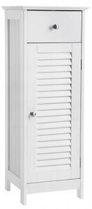 Dulap baie, Vasagle, placa MDF, 1 raft, 1 usa, 1 sertar, alb, 32x30x87cm
