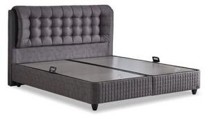Pat matrimonial cu lada LATEKS COMFORT 160x200, stofa gri, somiera inc