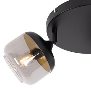 Spot de design negru cu auriu și sticlă fumă rotundă cu 3 lumini - Kyan