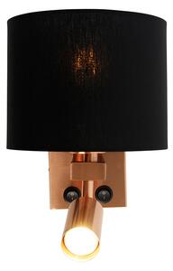 Aplică cupru cu lampă de citit și abajur 18 cm negru - Brescia
