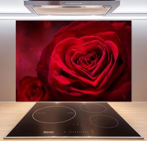 Sticlă printata bucătărie inima trandafir rosu