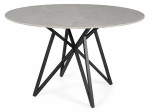 Masa MURANO, gri cu efect de marmura/negru, ceramica/metal, 120x120x76