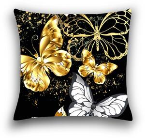 Fata de perna decorativa GOLD BUTTERFLY 40x50 cm, negru