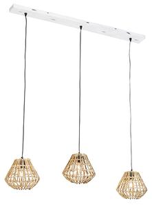 Lampa suspendata din bambus cu 3 lumini alb alungit - Canna Diamond