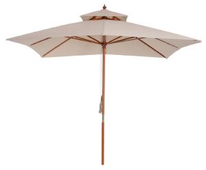 Outsunnt Umbrela de Soare de Gradina Acoperis Dublu , Bambu si Poliester,Crema, 3x3m | Aosom Ro