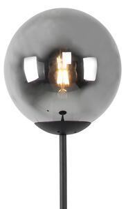 Lampă de podea Art Deco neagră cu sticlă fum - Pallon Mezzi