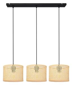 Lustră pe cablu ALBA 3xE27/15W/230V ratan/negru