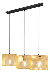 Lustră pe cablu ALBA 3xE27/15W/230V ratan/negru