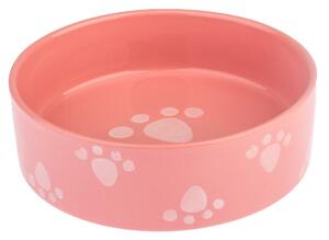 Bol ceramic pentru câine Paw roz, 15 x 5 cm