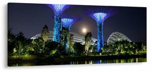 Tablou cu lună plină în grădinile din Singapur (120x50 cm)