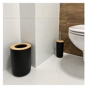 Set accesorii pentru baie, 6 piese, suprafata striata, negru/maro
