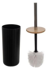 Set accesorii pentru baie, 6 piese, suprafata striata, negru/maro