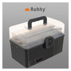 Organizator pentru medicamente, 2 nivele, capac transparent, maner transport, 32x22.5x19 cm