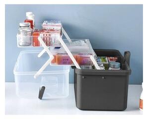 Organizator pentru medicamente, 2 nivele, capac transparent, maner transport, 32x22.5x19 cm