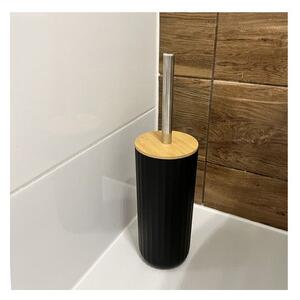 Set accesorii pentru baie, 6 piese, suprafata striata, negru/maro