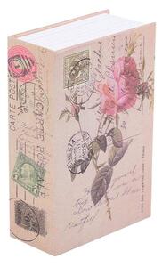 Seif secret tip carte Pufo cu cheie pentru blocare, model Rose of Love, 18 x 12 cm