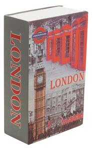 Seif secret tip carte Pufo cu cheie pentru blocare, model London Vibe, 18 x 12 cm