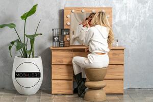MBMTAR1 - Set Masa toaleta, 120 cm, cosmetica machiaj, masuta vanity, oglinda cu LED-uri - Culoarea Stejar