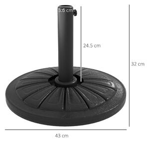 Outsunny Suport 13kg din Ciment pentru Umbrelă Soare, Bază Rotundă Rezistentă 48mm, Negru | Aosom Romania