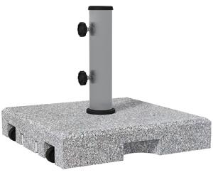 Outsunny Baza pentru Umbrela de 28kg din Granit, Postament pentru Umbrela de Gradina cu Maner Extensibil si Roti, 41x41x37.5cm, Gri