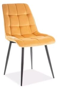 Scaun CHIC, galben curry/negru stofa catifelata/metal, 50x58x88 cm