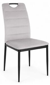 Scaun RIP, gri deschis/negru, stofa catifelata/metal, 44x38x92 cm