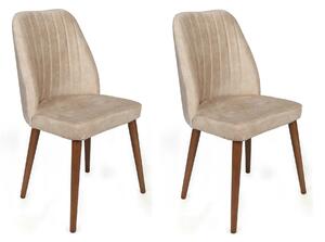 Set 2 scaune ALFA-464 V2, bej/nuc, stofa catifelata/metal, 50x49x90 cm