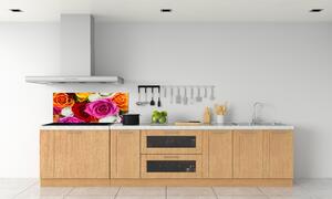 Panou sticlă decorativa bucătărie trandafiri colorați