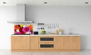 Panou sticlă decorativa bucătărie trandafiri colorați