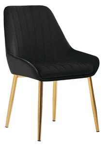 Scaun PERLIA, negru/auriu, stofa catifelata/metal, 56x62x89 cm