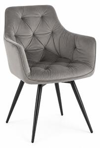 Scaun MANGO, gri/negru, stofa catifelata/metal, 57x45x83 cm