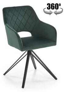 Scaun rotativ K535, verde inchis/negru, stofa catifelata/metal, 57x60x