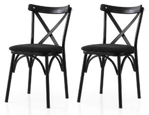 Set 2 scaune EKOL 290 V2, negru, stofa clasica/metal, 42x40x81 cm