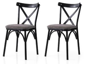 Set 2 scaune EKOL 291 V2, gri inchis/negru, stofa clasica/metal, 42x40