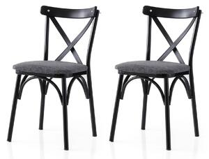 Set 2 scaune EKOL 288 V2, gri/negru, stofa clasica/metal, 42x40x81 cm