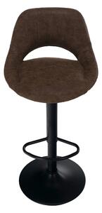 Scaun bar LORASA NEW, maro/negru, piele intoarsa/metal, 45x45x82/102 c
