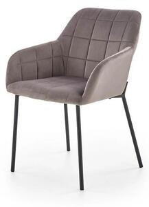 Scaun living K305, gri/negru, stofa catifelata/metal, 58x57x80 cm