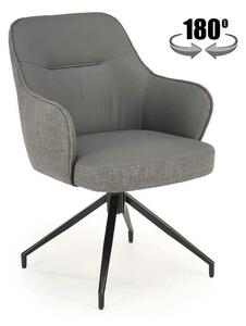 Scaun rotativ K527, gri/negru, stofa clasica/piele ecologica/metal, 60
