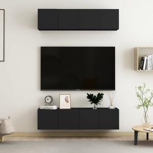 Dulapuri TV, 4 piese, negru, 60x30x30 cm, lemn prelucrat